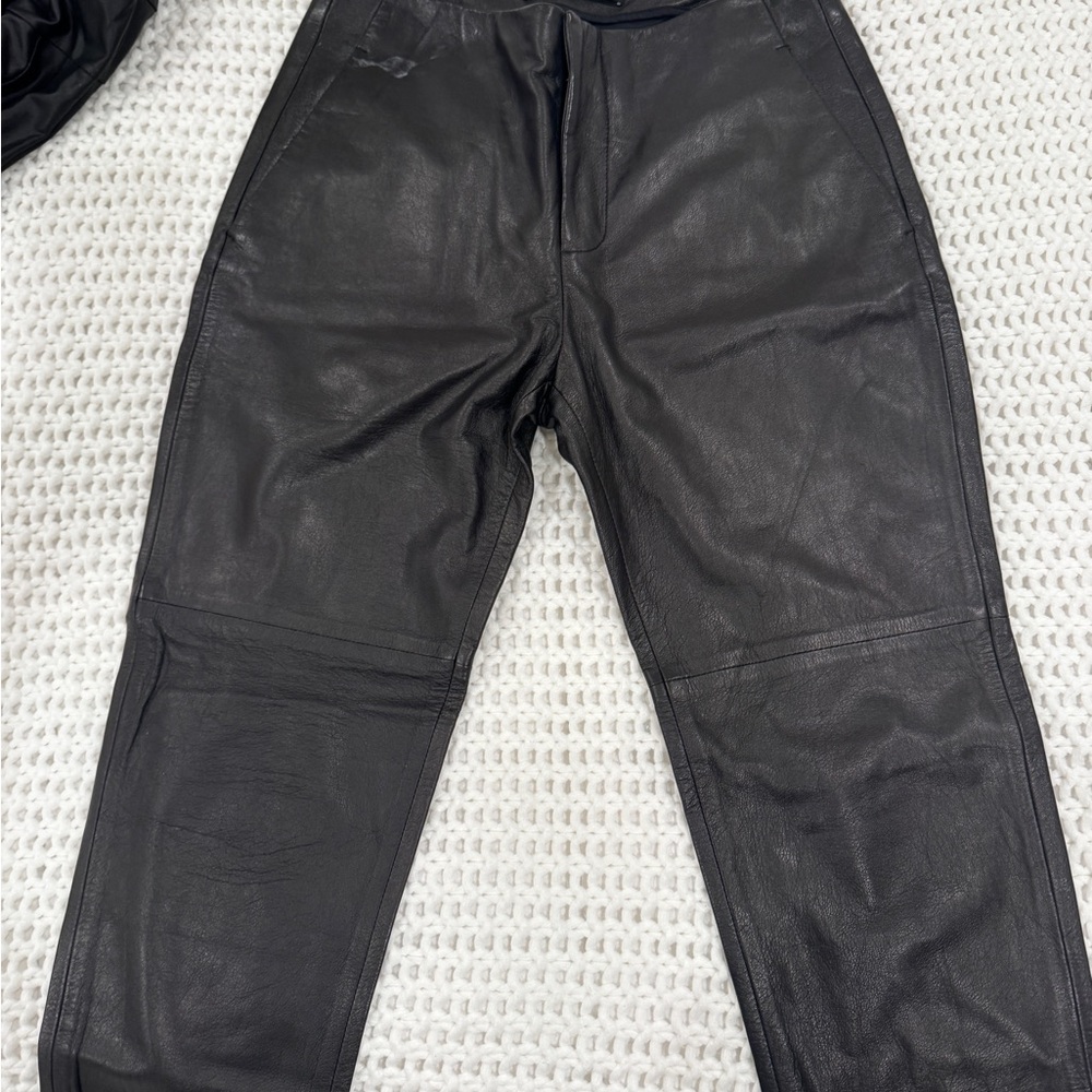 J Brand Shiny Black Leather Trousers